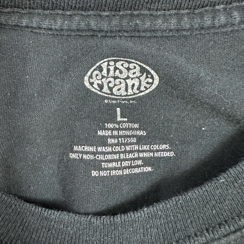 Lisa Frank Black Long Sleeve Tee with Neon Rainbow 1993 Bear Graphic - Picture 11 of 13